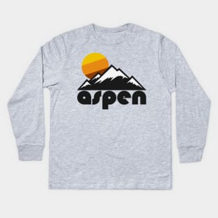 Retro Aspen ))(( Tourist Souvenir Travel Design Kids Long Sleeve T-Shirt